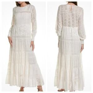 Johnny Was Cream Eyelet Lace Maxi Dress
